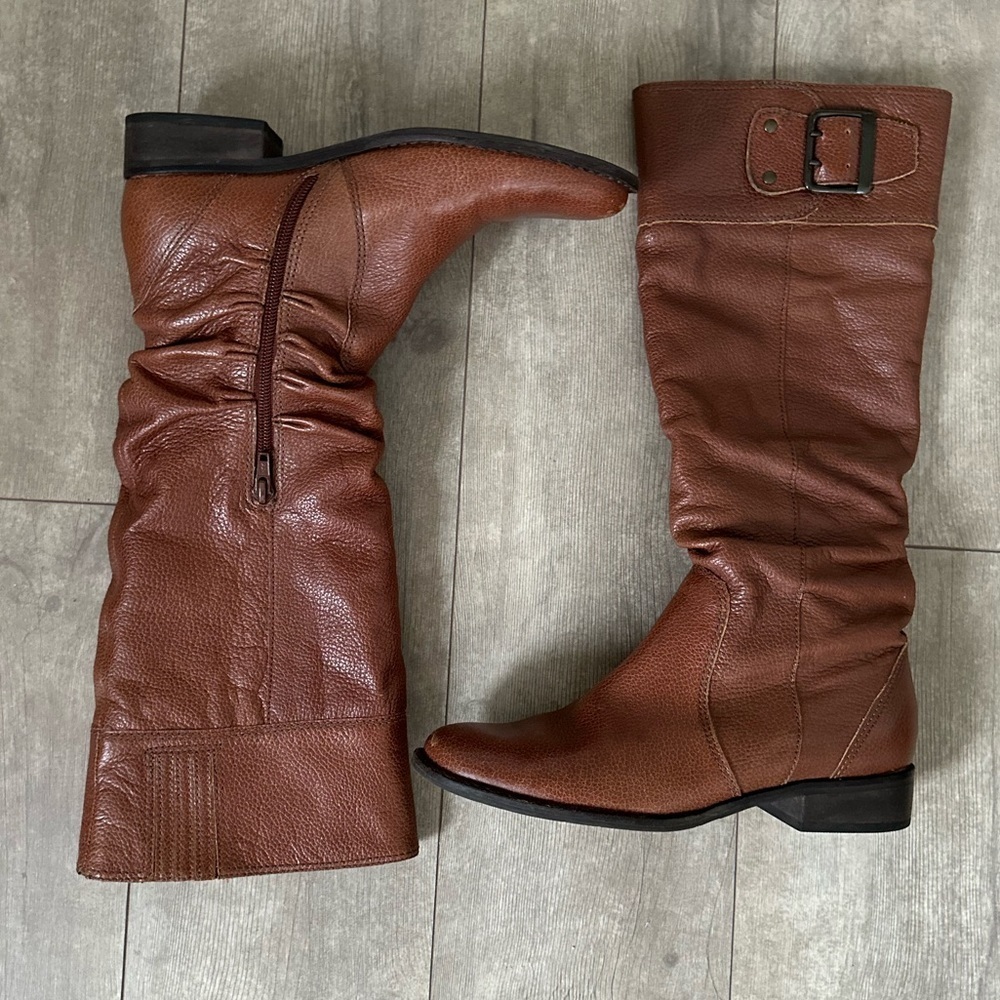 Matisse Betsey Brown Leather Zip Knee High Riding Boots Womens Size 6.5 M EUC